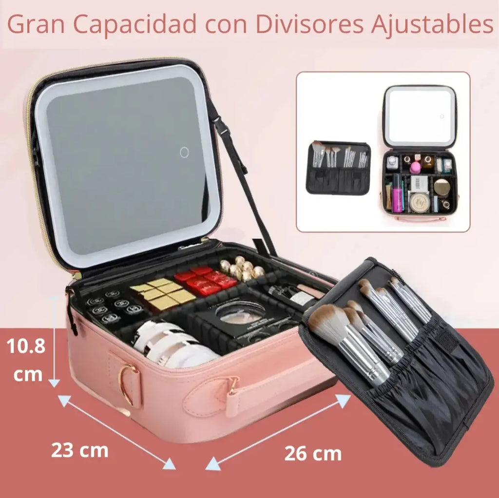 Cosmetiquera LED Premium I Organizador de maquillaje para viaje