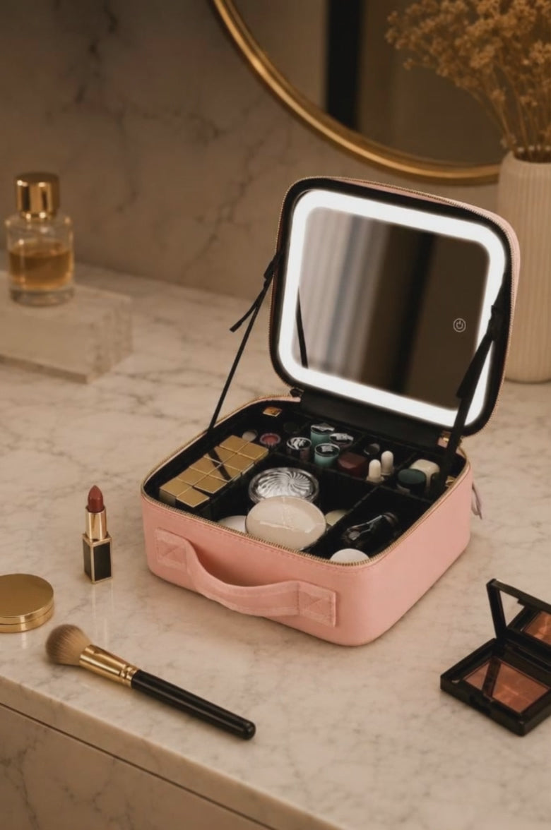 Cosmetiquera LED Premium I Organizador de maquillaje para viaje